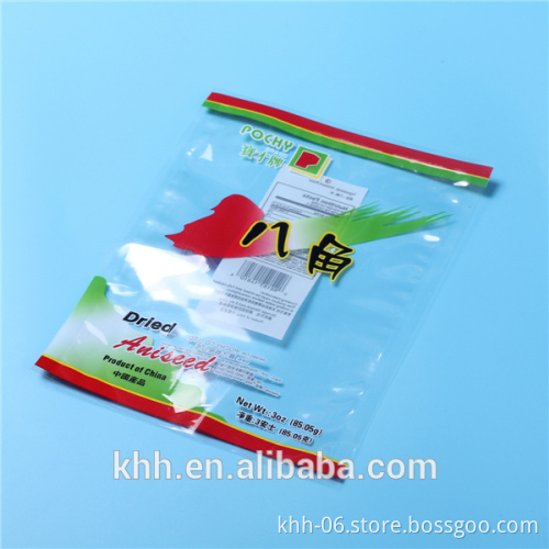 Three side seal plastic clear food packaging bag